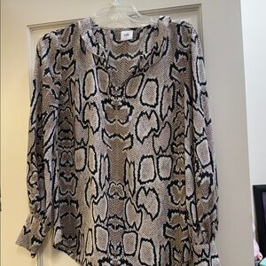 CAbi Black and Cream Patterned Blouse